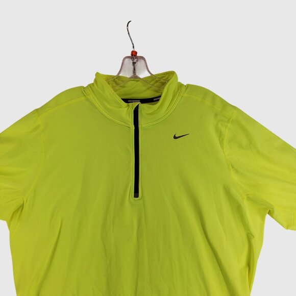 Nike Dri-Fit Mens Running Pullover Shirt XL Neon Yellow Long Sleeve - Picture 3 of 12